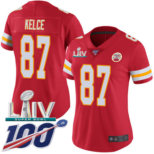 Kansas City Chiefs Nike #87 Travis Kelce Red Super Bowl LIV 2020 Team Color Women Stitched NFL 100th Season Vapor Untouchable Limited Jersey->youth nfl jersey->Youth Jersey